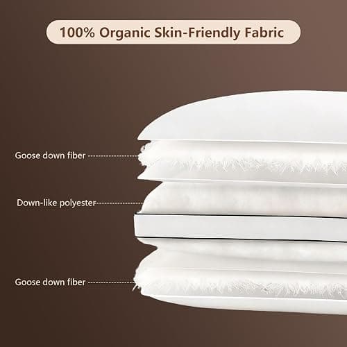 Feather Down Pillows King Size Set of 2 Pack,Luxury Hotel Collection Bed Pillows for Sleeping, Fluffy Soft Medium Firm Down Surround Gusseted Pillows for Side Back Stomach Sleepers 20 x 36 in thumbnail 3