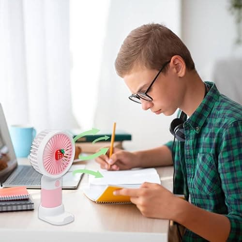 Tomedeks omedeks Handventilator,Mini Ventilator mit 400mAH Wiederaufladbarer Akku,Persönlicher Tragbarer Hand Ventilatoren Batteriebetrieben mit 3 Geschwindigkeiten,Perfekt für Reisen im Freien thumbnail 5