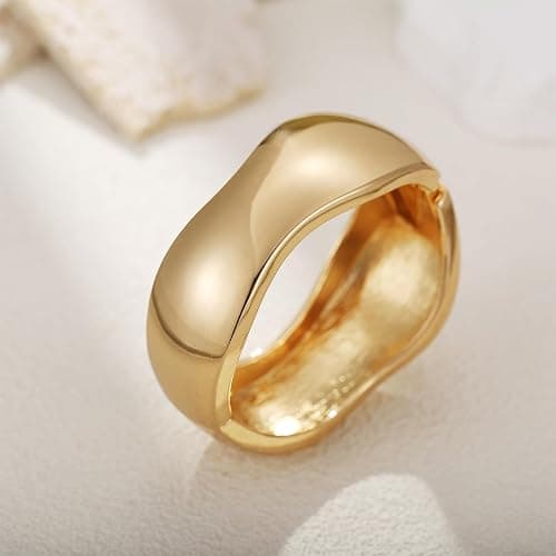 RAUCHBE Chunky Gold/Silver Bangle Bracelets for Women Thick Arm Cuff Bangle Bracelet Wrist Wrap Bracelet Jewelry thumbnail 4
