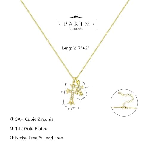 Partm Gold Cross Necklace for Women 14K Plated Dainty Pendant Cross Chain Faith Crucifix Choker Baptism Necklace for Women Trendy Religious Jewelry Hypoallergenic thumbnail 5