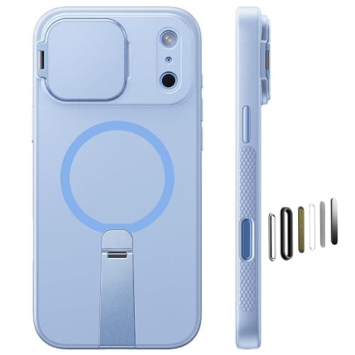 VOFATA for iPhone 17 Pro Case with Precision Lens Protection, Dual Metal Invisible Stands, Fit for Magsafe, Mil-Grade Drop Tested, Camera Control Button, Magnetic Silky Touch Phone Case,Light Blue - Image 1