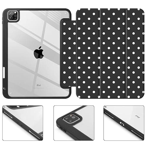 Tuiklol for iPad Pro 11 Inch 4th / 3rd / 2nd / 1st Gen (2022 2021 2020 2018) Case -Built-in Pencil Holder Shockproof Cover Clear Transparent Back Shell with Auto Wake/Sleep, Spot-Black thumbnail 8