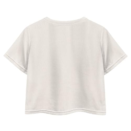 Watdotory Girls Crop Tops Cute Short Sleeve Shirts Fashion Tees for Kids Casual Crewneck Blouses Size 8-16 Years thumbnail 2