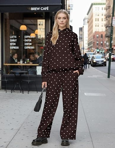 Lauweion Polka Dot Set-Womens Oversized Hoodie and Wide Leg Sweatpants thumbnail 5