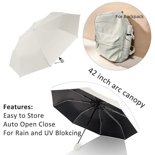 BAODINI Small UV Protection Travel Umbrella Compact for Rain and Sun UPF 50+ Windproof Portable 42 inch Umbrella for Women and Men thumbnail 3