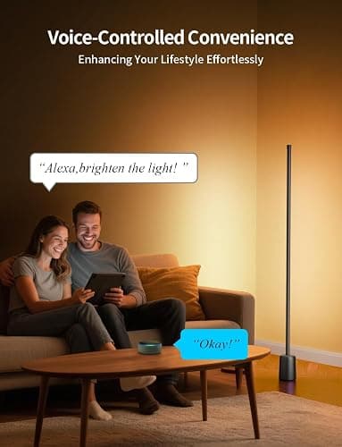 Ailofy Corner Floor Lamp, 1500lm RGBW Corner Lamp Work with Alexa & Google Assistant, 16 Million DIY Colors, Sync with Music, App Control, Modern LED Floor Lamp for Living Room & Bedroom, Black thumbnail 6
