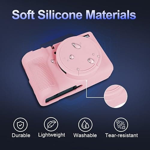EASY HOOD V1 Case, Silicone Camera Cover with Removable Lens Cover, Soft Protector Lightweight Carrying Body Skin for Canon PowerShot V1 Digital Camera - Pink thumbnail 3