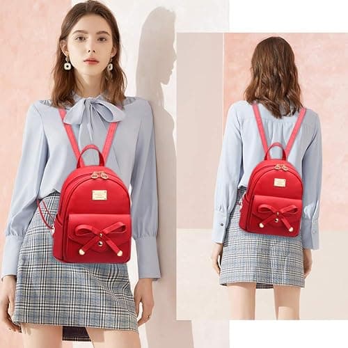 I IHAYNER Girls Bowknot Cute Leather Backpack Mini Backpack Purse for Women thumbnail 6