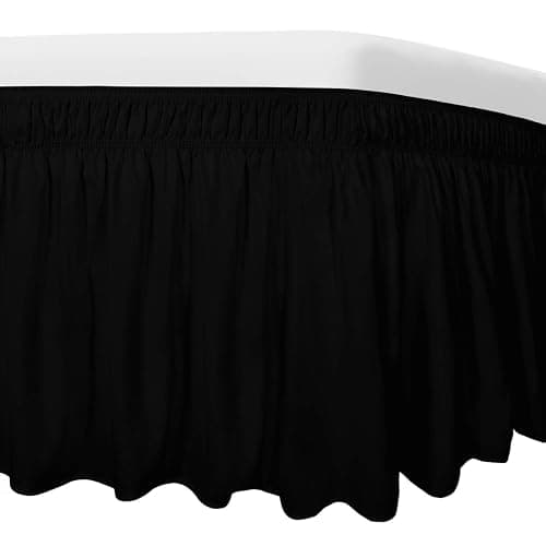 Easy-Going Bed Skirt for Queen or King Size Bed, 18 Inch Tailored Drop, Fitted with Adjustable Elastic Belt, Convenient to Use Without Lift The Mattress (Queen/King, Black) - Image 1