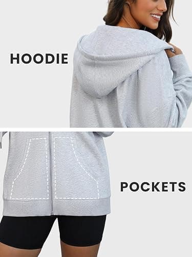 COPYLEAF Oversized Zip Up Hoodies for Women Long Sleeve Sweatshirts Y2K Casual Track Jackets with Pockets thumbnail 5