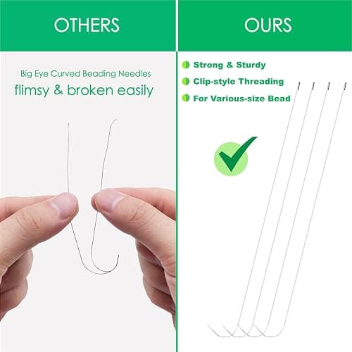 Xmada 4-Pack Clip-Style Beading Needles - 6.7 inches, 0.7mm Diameter, Efficient & Sturdy for Jewelry Making (4-Curved) thumbnail 3