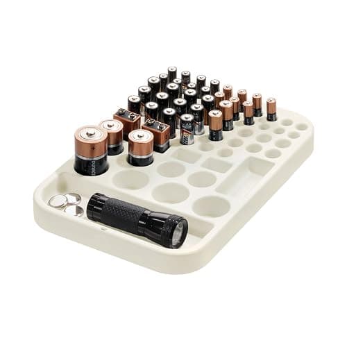 iDesign Recycled Plastic Divided Battery Organizer Insert, 7.6" x 11.1" x 1", Coconut - Image 1
