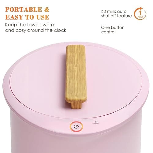 Keenray Towel Warmer, Luxury Towel Warmer Bucket, Large Towel Warmers for Bathroom, Auto Shut Off, Fits Up to Two 40"X70" Oversized Towels, Bathrobes, Blankets, PJ's and More, CL1(Pink) thumbnail 3