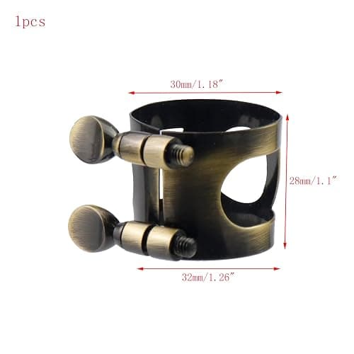 Mewutal Tenor Saxophone Ligature Double Screws Brass Saxophone Ligature Fastener Adjustable Screw Sax Mouthpiece Ligature Fastener for Tenor Saxphone Bakelite Mouthpiece thumbnail 2