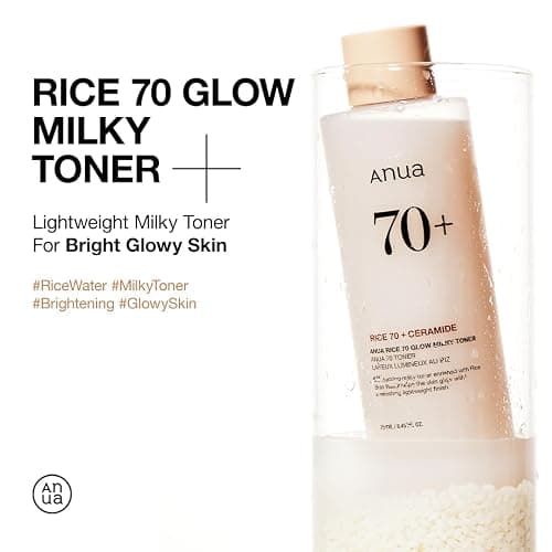 ANUA Rice 70 Glow Milky Toner, for Glass Skin, Rice Water, Niacinamide, Ceramides, Panthenol, Fragrance-Free, Non comedogenic, Fungal Acne Safe, Korean Skin Care, 250ml/8.45fl.oz. thumbnail 3