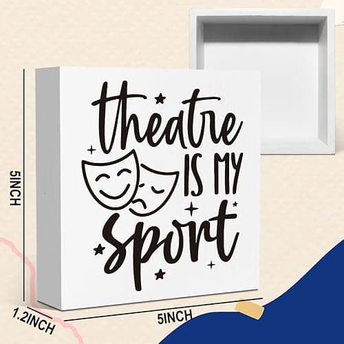 Home Theater Decor Movie Media Room Decor Theater Gifts Tub1714 | Movie Theater Broadway Lovers Gifts for Women Men,Wooden Decorations Sign for Home Office Desk Shelf,5''X5'' thumbnail 3