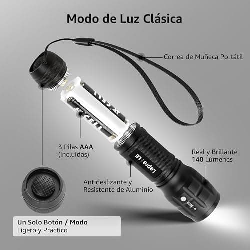 Lighting EVER LED Flashlights High Lumens, Small Flashlight, Waterproof, Adjustable Focus Flash Light for Outdoor, Emergency, Camping, AAA Batteries Included, 2 Pack thumbnail 4