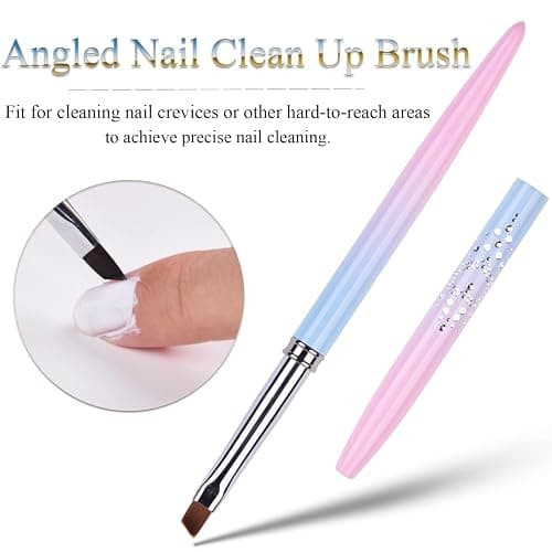 Ycyan 7pcs Nail Art Brushes, Nail Art Liner Brushes Sizes 4/8/12/20/25mm, Oval & Angled Nail Art Clean Up Brushes for Clean Polish Mistake On The Cuticles thumbnail 4
