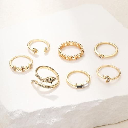 FUTIMELY Boho Retro Stackable Rings Sets for Women Knuckle Joint Finger Knuckle Nail Ring Sets Moon Stars Stack Preppy Statement Rings Cute Trendy Stuff Jewelry thumbnail 4