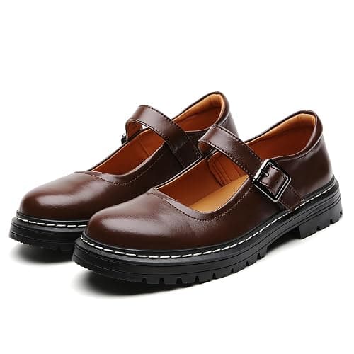 Mary Jane Shoes Women Platform Non-Slip Classics Round Toe Ankle Strap Comfort Casual Oxford Dress Work Mary Jane Flat Shoes thumbnail 5