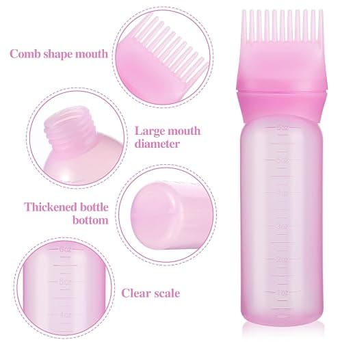 Pimoys 2 Pack Root Comb Applicator Bottle, 6 Ounce Oil Applicator for Hair Dye, Hair Oiling Applicator Hair Coloring Brush Bottle with Graduated Scale thumbnail 3