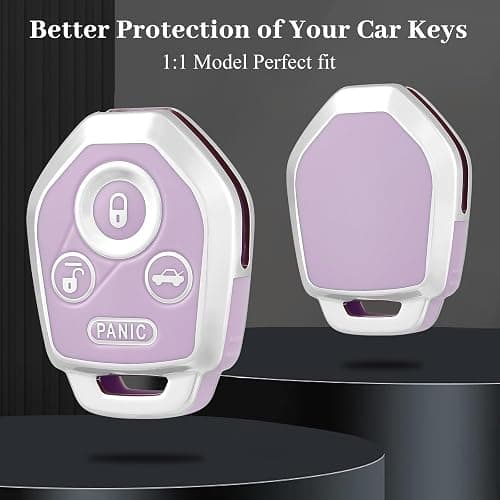 OFF WE GO for Subaru Key Fob Cover, Soft TPU Protection Key Fob Case Compatible with Subaru Ascent Crosstrek Forester Impreza Legacy Outback Solterra BRZ WRX STI XV Smart Car Key (Silver Purple) thumbnail 3
