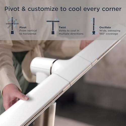 SHARK TurboBlade Fan—Ultra-customizable bladeless tower fan, pivots, twists, oscillates 180°, circulates and propels air, 10 noise levels + 10 speeds, easy to clean, WHITE, UT205(Renewed) thumbnail 4
