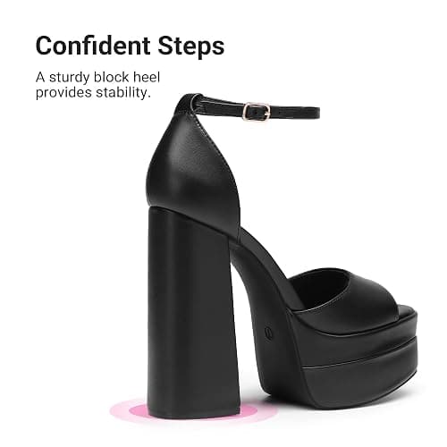 DREAM PAIRS Women's Platform Chunky Heel Sandals | All DaY Standing Ankle Strap Block Summer Shoes, with Sexy Open Square Toe High Heels, Wedding Party Dressy Pumps Sandals thumbnail 4
