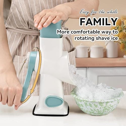 KEOUKE Rotary Ice Shaver Manual White - Stainless Steel Blade, Quick Labor-Saving Handle, Safe Stable Suction Base, Home Using Snow Cone Machine for All Ice Cubes thumbnail 4