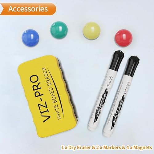 VIZ-PRO Magnetic Whiteboard/Dry Erase Board, 18 X 12 Inches, Includes 1 Eraser & 2 Markers & 4 Magnets thumbnail 6
