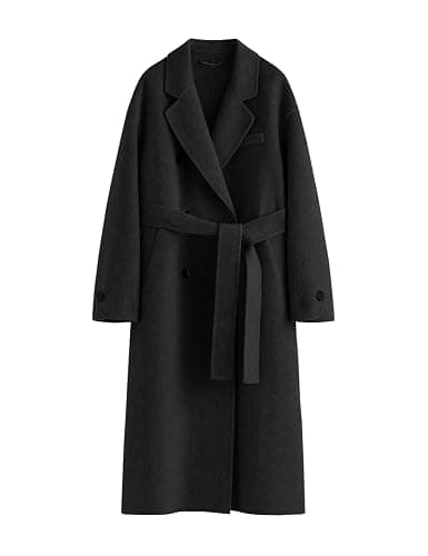 Peaceglad Womens Pea Coats Fall Long Trench Coat Double Breasted Button Down Lapel Belted Peacoat thumbnail 2