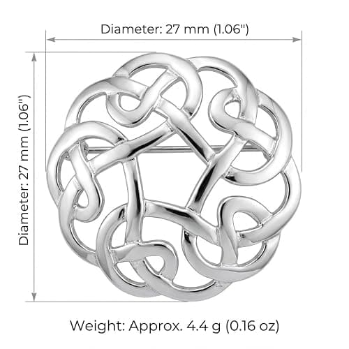 Alexander Castle 925 Sterling Silver Brooch for Women Celtic Brooch Pin with Jewelry Gift Box - 27mm thumbnail 4