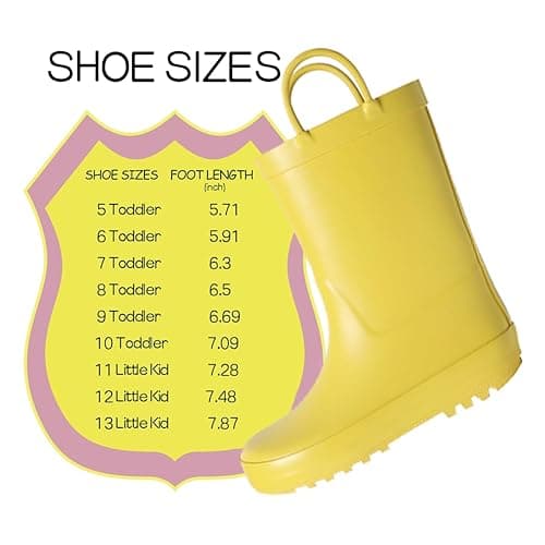  Kids Rain Boots - Toddler Waterproof Rubber Kids Rain Boots for Girls and Boys with Fun Patterns and Easy-On Handles - 7 Toddler - Yellow thumbnail 6