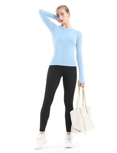 MathCat Seamless Workout Shirts for Women Long Sleeve Yoga Tops Sports Running Shirt Breathable Athletic Top Slim Fit thumbnail 4