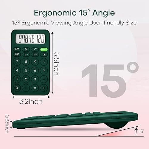 Cute Calculator, Basic Four Function for Teachers Students Basics Office, Small Handheld Calculators, 8 Digit with LCD Display, Sensitive Button, 5.5×3.2 inches Deep Green thumbnail 3