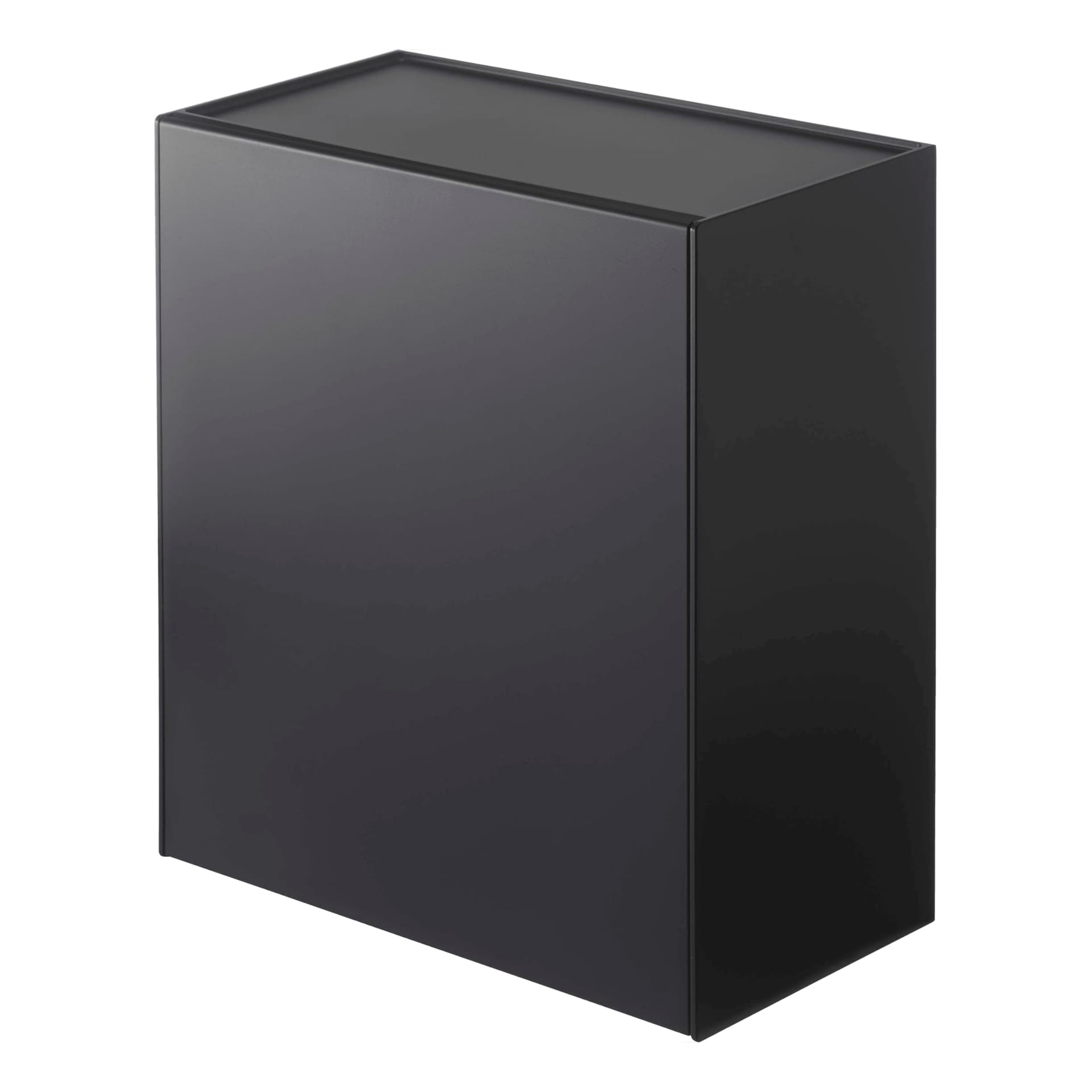 YAMAZAKI Home Tower Wall Mounted Storage Or Trash Bin with Tray, Small Wastebasket with Lid, Bathroom Or Kitchen Organizer - Abs Plastic - Image 1