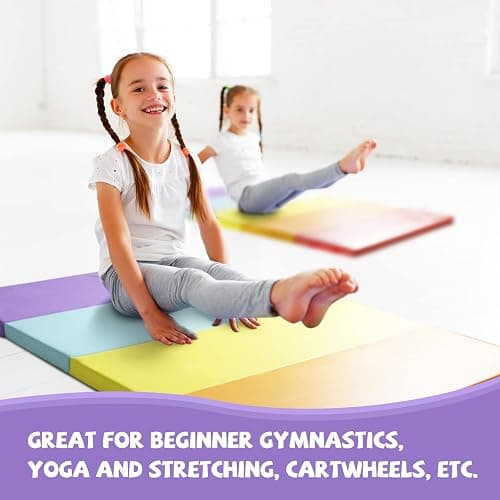 Kangaroo Hoppers Gymnastics Tumbling Mats for Kids, Foldable Gym Mat with Carrying Handles for Home Activity Play thumbnail 3