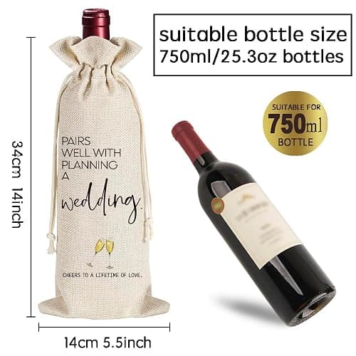Vagafilla Mr Mrs Stemless Wine Glasses Gift Set 15oz, Couples Gifts for Bridal Shower Engagement Anniversary Wedding Shower Valentine's Day Birthday Christmas, 1 Pack Reusable Burlap Wine Bag-38 thumbnail 4