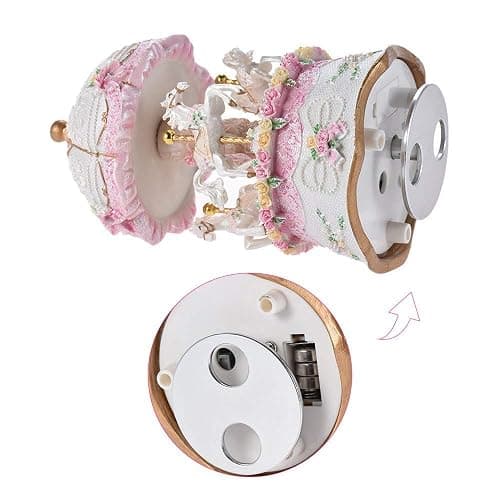 Carousel Music Box, Luxury Color Change LED Music boxes, Luminous Light 3-horse Rotating Windup Musical Christening Gifts for Girls thumbnail 6