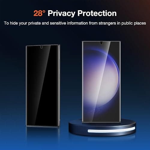 2 Pack Anti-Spy Private Screen Protector Install kit for Samsung Galaxy S23 Ultra 6.8 Inch,Auto-Positioning 3D Curved Full-coverage Flexible Soft TPU Screen Protective Film,Sensitive Touch Ultrathin thumbnail 3