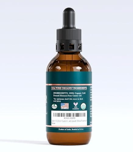 Live Fraiche Organic Castor Oil Lash Serum for Hair Growth, 100% Pure Eyebrow Eyelash Growth Serum, Cold Pressed Hexane Free (2oz Glass Bottle + FILLED Mascara Tube) thumbnail 9