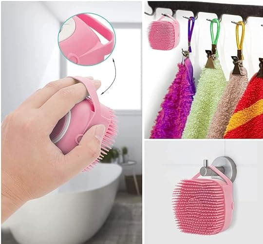 Pet Bath Massage Brush Puppy Dog Cat Grooming Cleaning Soft (Pink) thumbnail 6