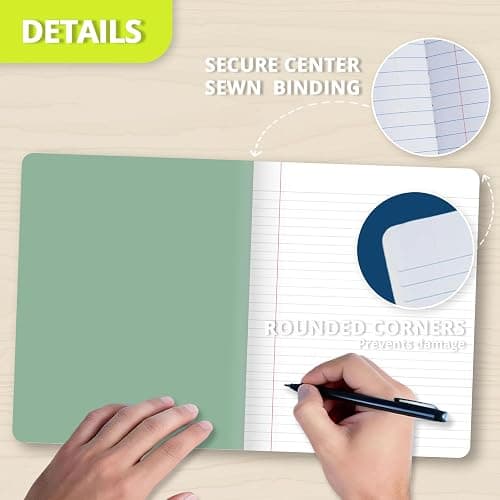 ONAVIA Composition Notebook 4 Pack, Poly Cover Composition Notebook, College Ruled, 9.75 x 7.5 Inch, 80 Sheets, Sewn Binding for School, Class Notes, Work, Muti Colors thumbnail 5