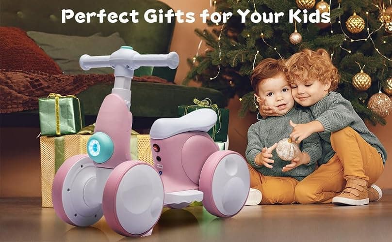 JoyRydz 6V Electric Baby Balance Bike with Bubble Machine,4 in 1 Toddler Balance Bike w/Remote Control for 1 Year Old Boys Girls Kids Bubble Bike Ride on Toys w/Powered Motor,Music,LED Lights (Pink) thumbnail 2