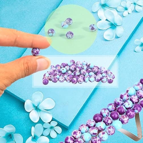 ALZLDYS Purple-Blue Imperial Jasper Beads 62pcs 6mm Stone Beading Loose Gemstones Hole Size 1mm DIY Smooth Bead for Bracelet Necklace Earrings Jewelry Making thumbnail 2