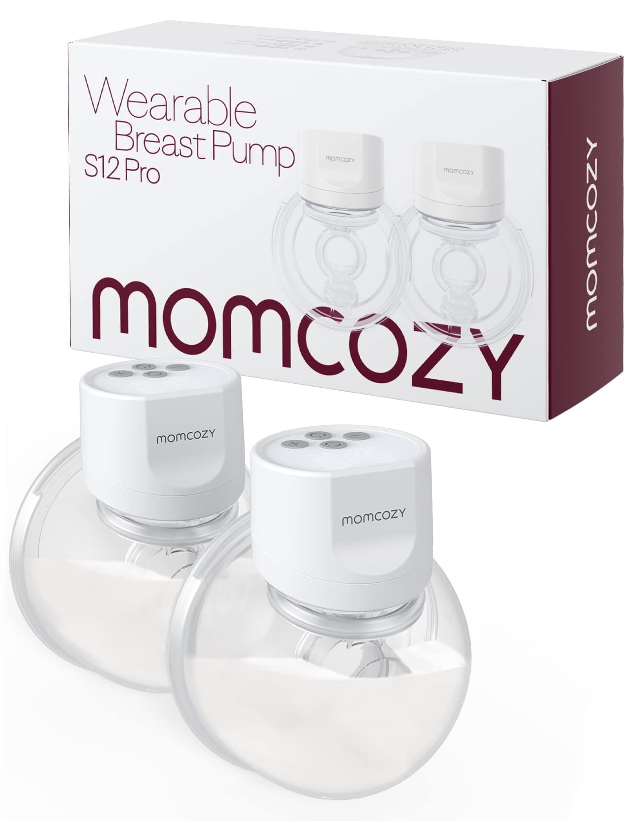 Momcozy Breast Pump Hands-Free S12 Pro, Wearable & Portable Pump with Soft DoubleFit Flange 24mm, 3 Modes & 9 Levels Electric Breast Pump Portable for Easy Pumping, Smart Display (White, 2 Count) - Image 1