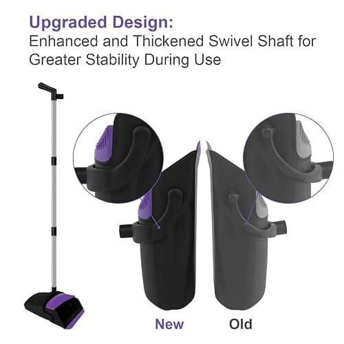 Broom and Dustpan Set, Upright Purple Dustpan Broom, 51" Long Handle Broom and Self Cleaning Dustpan for Home, Kitchen and Office thumbnail 4