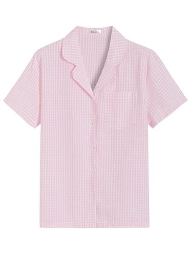 Latuza Women's Seersucker Cotton Summer Pajama Set Button Down Pj Set thumbnail 2