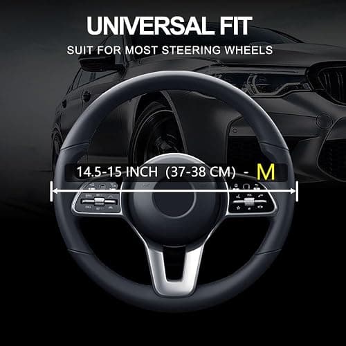 Leather Car Steering Wheel Cover, Non-Slip Car Wheel Cover Protector Breathable Microfiber Leather Universal Fit for Most Cars(Pink) thumbnail 3
