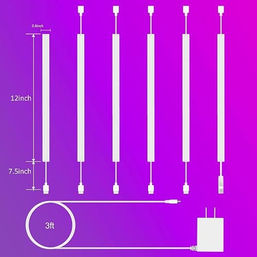 Benreom 6 Pcs RGB Under Cabinet Lights Kit, Smart App and Remote Control Under Cabinet Lighting, Dimmable Under Counter Lights for Kitchen, Plug in LED Lights Bar for Cabinet, Counter, Workbench, Desk thumbnail 6